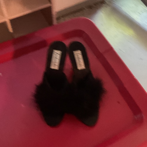 Frederick's of Hollywood Black Fur Mules - Picture 1 of 1